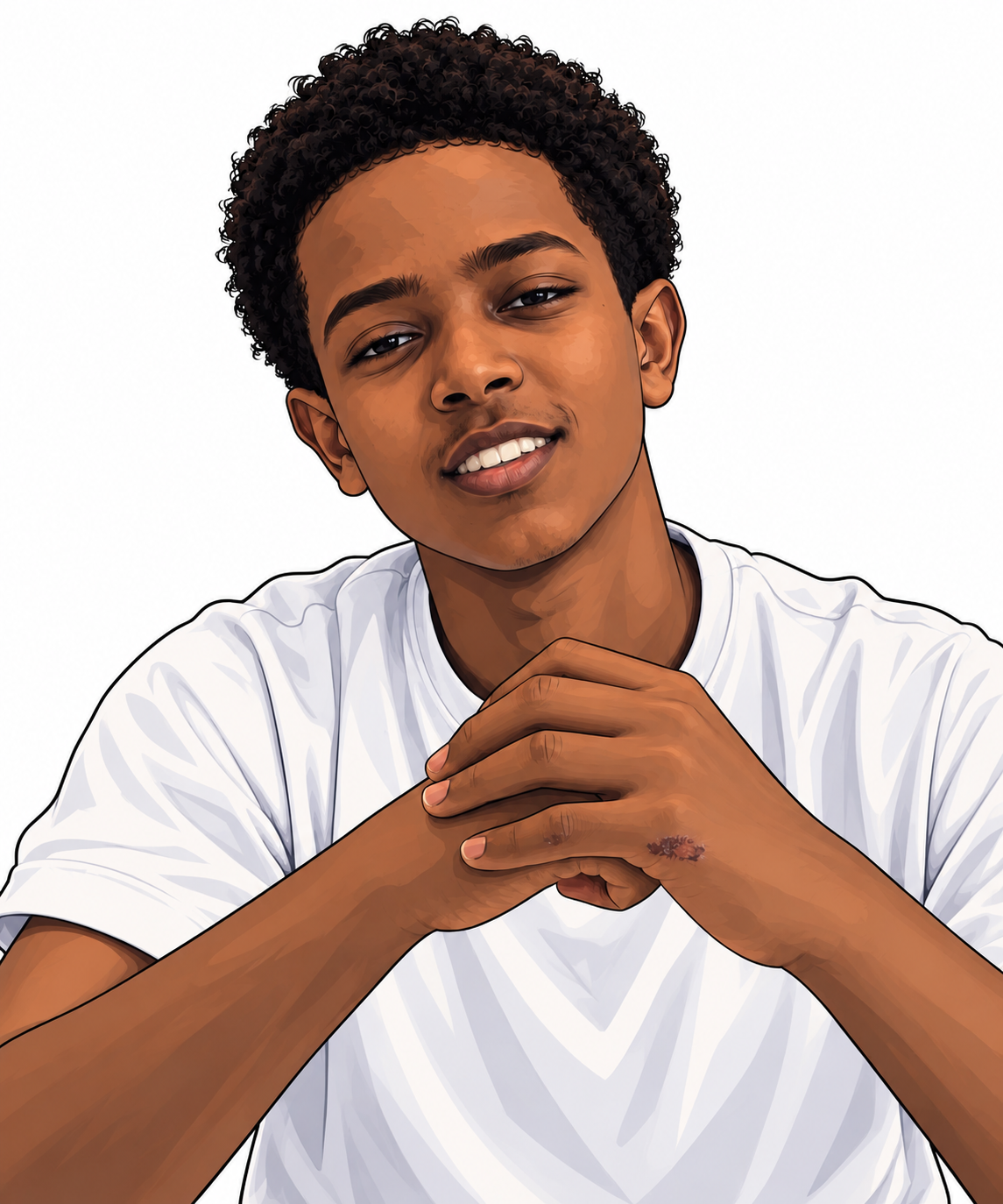 Illustrated portrait of Noah Habtemariam